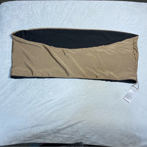 NEW Good American 8 strapless bikini top bandeau shiny gold green Reversible 5x - Picture 14 of 15